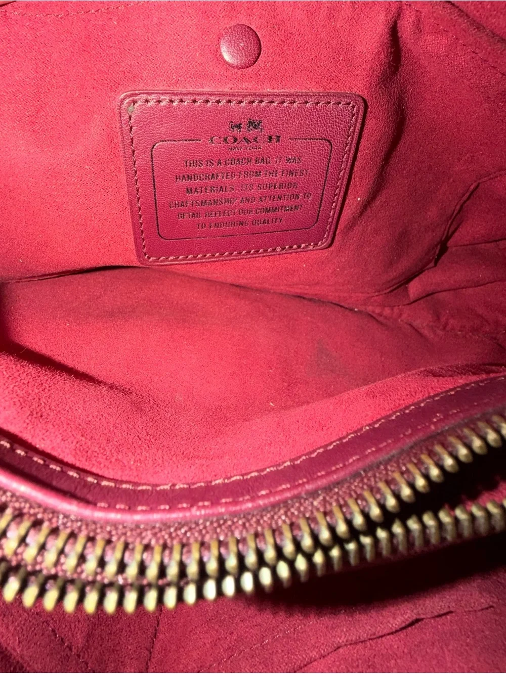 Coach Carry all satchel handbag monogram brown burgundy phyton handle embossed